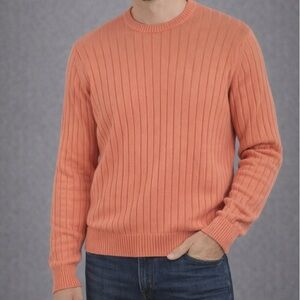 Avon Celli Men’s Large Sea Island Cotton Ribbed Sweater Italy Luxury Knit